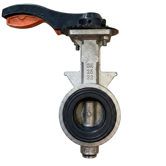 CF8M DN25 Hand Lever Operated Soft Seal Butterfly Valve for HVAC Systems